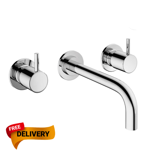 Crosswater MPRO Wall Mounted Basin Mixer with Twin Levers & Spout CHROME