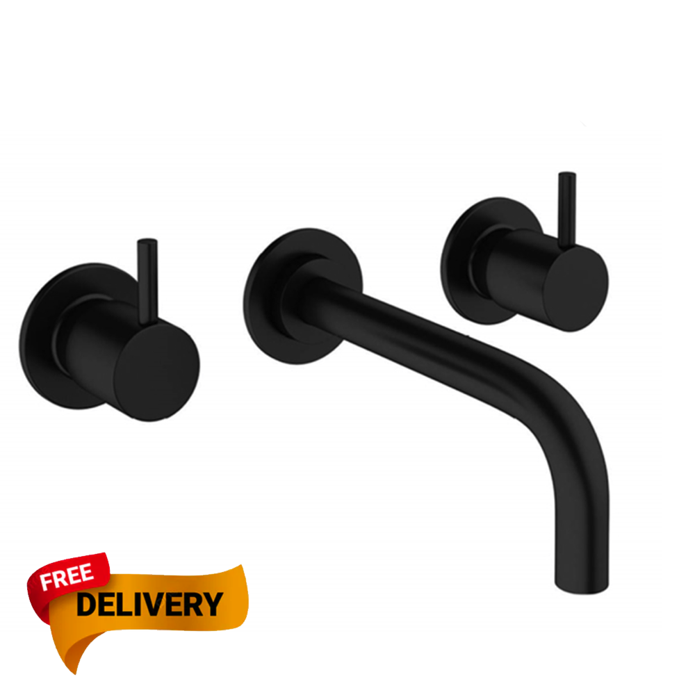 Crosswater MPRO Wall Mounted Basin Mixer with Twin Levers & Spout black