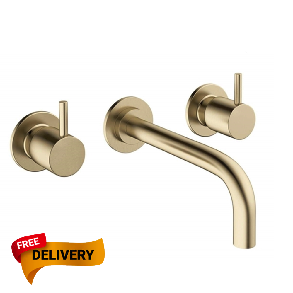 Crosswater MPRO Wall Mounted Basin Mixer with Twin Levers & Spout brass