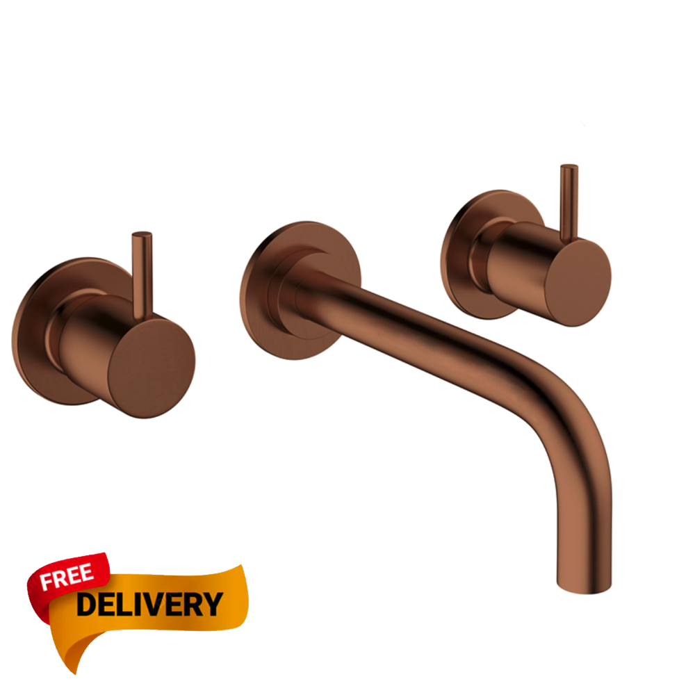 Crosswater MPRO Wall Mounted Basin Mixer with Twin Levers & Spout bronze