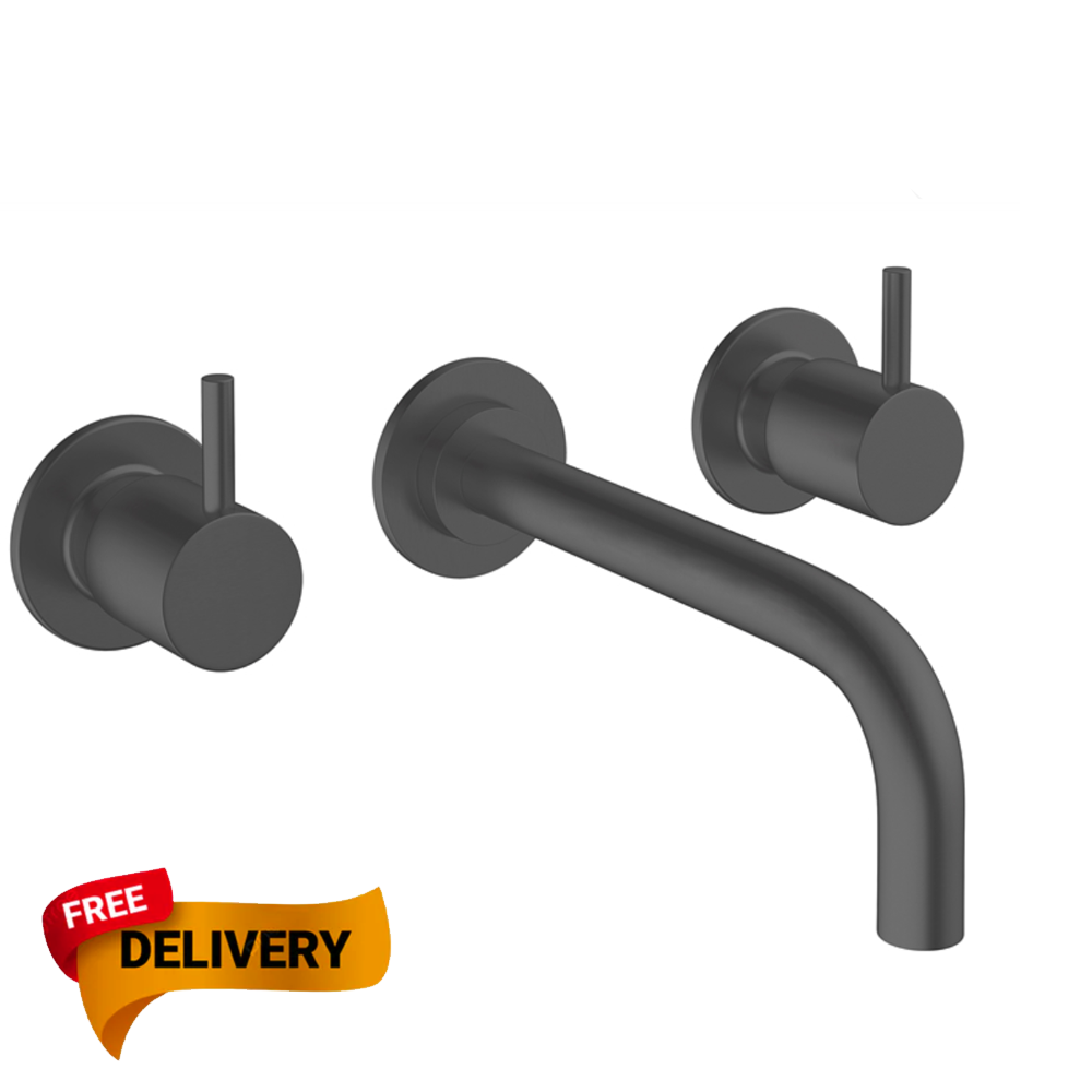 Crosswater MPRO Wall Mounted Basin Mixer with Twin Levers & Spout slate