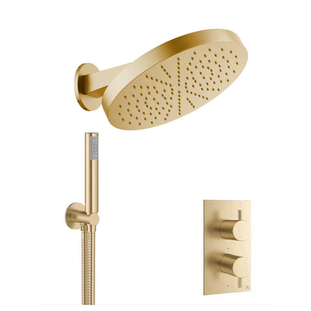 Crosswater MPro Crossbox 2 Outlet Revive 300mm Shower Bundle brass