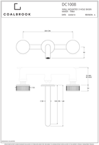 Coalbrook Decca DC1008 3TH wall mounted basin mixer technical drawing