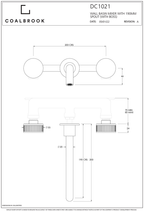 Coalbook Decca 3TH Wall Mounted Basin Mixer with Boss (190mm Spout) DC1021 includes Rough drawing 2