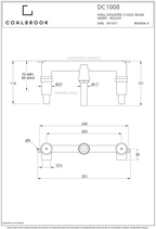 Coalbook Decca 3TH Wall Mounted Basin Mixer with Boss (190mm Spout) DC1021 includes Rough drawing