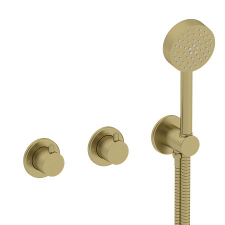 Coalbrook Domo Maestro concealed thermostatic shower with 2 way diverter and handshower in brushed brass, DO3054