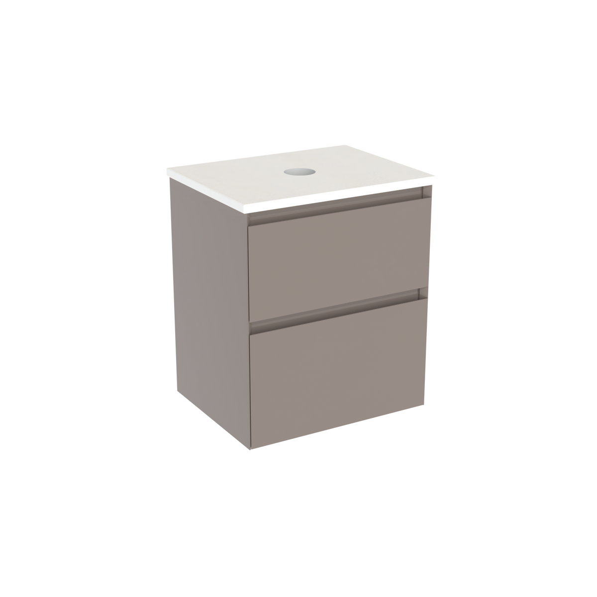 Coalbrook Decimal 500mm Short Projection Vanity Unit DV9050 Brazed Brown, Whisper White quartz countertop
