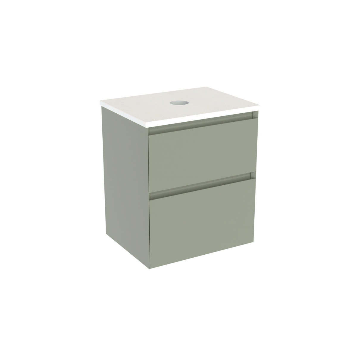 Coalbrook Decimal 500mm Short Projection Vanity Unit DV9050 Gauge Green, Whisper White quartz countertop