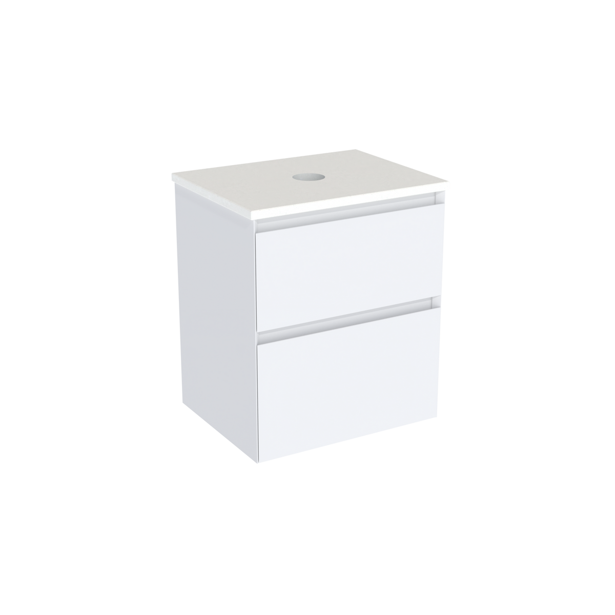 Coalbrook Decimal 500mm Short Projection Vanity Unit DV9050 Whitworth White, Beach Blanket quartz countertop