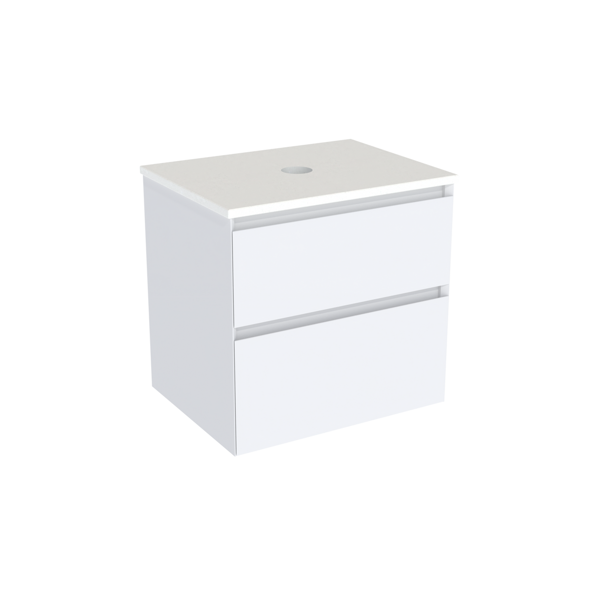 Coalbrook Decimal 600mm Vanity Unit DV9060 Whitworth White, Beach Blanket quartz countertop