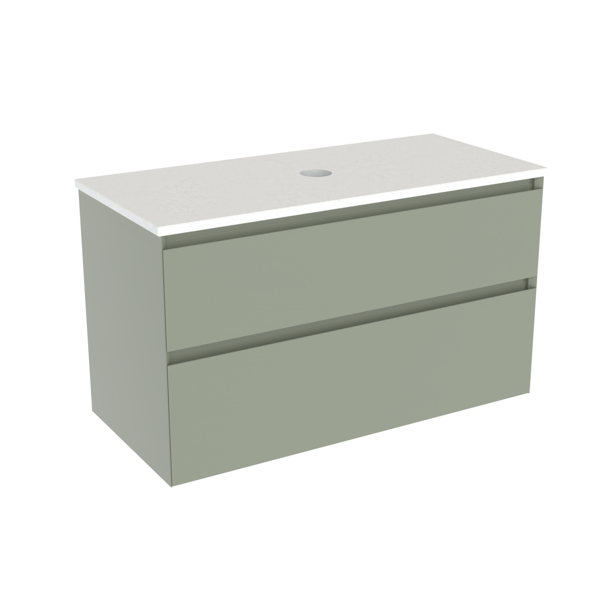 Coalbrook Decimal 1000mm Vanity Unit DV9100 Gauge Green, Beach Blanket quartz countertop