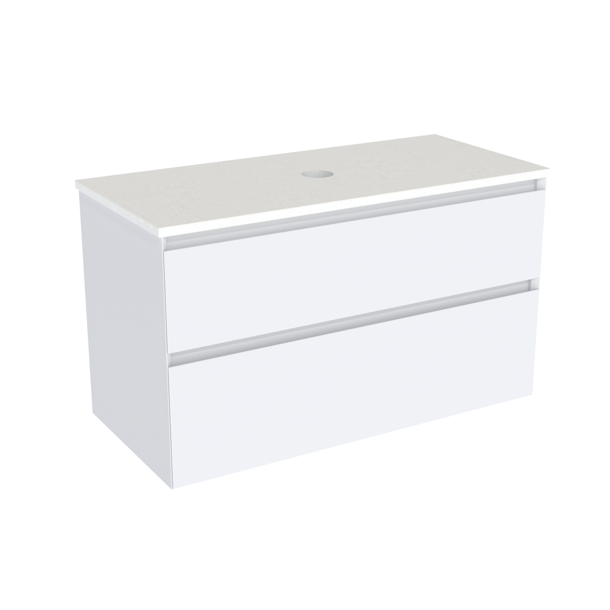 Coalbrook Decimal 1000mm Vanity Unit DV9100 Whitworth White, Beach Blanket quartz countertop