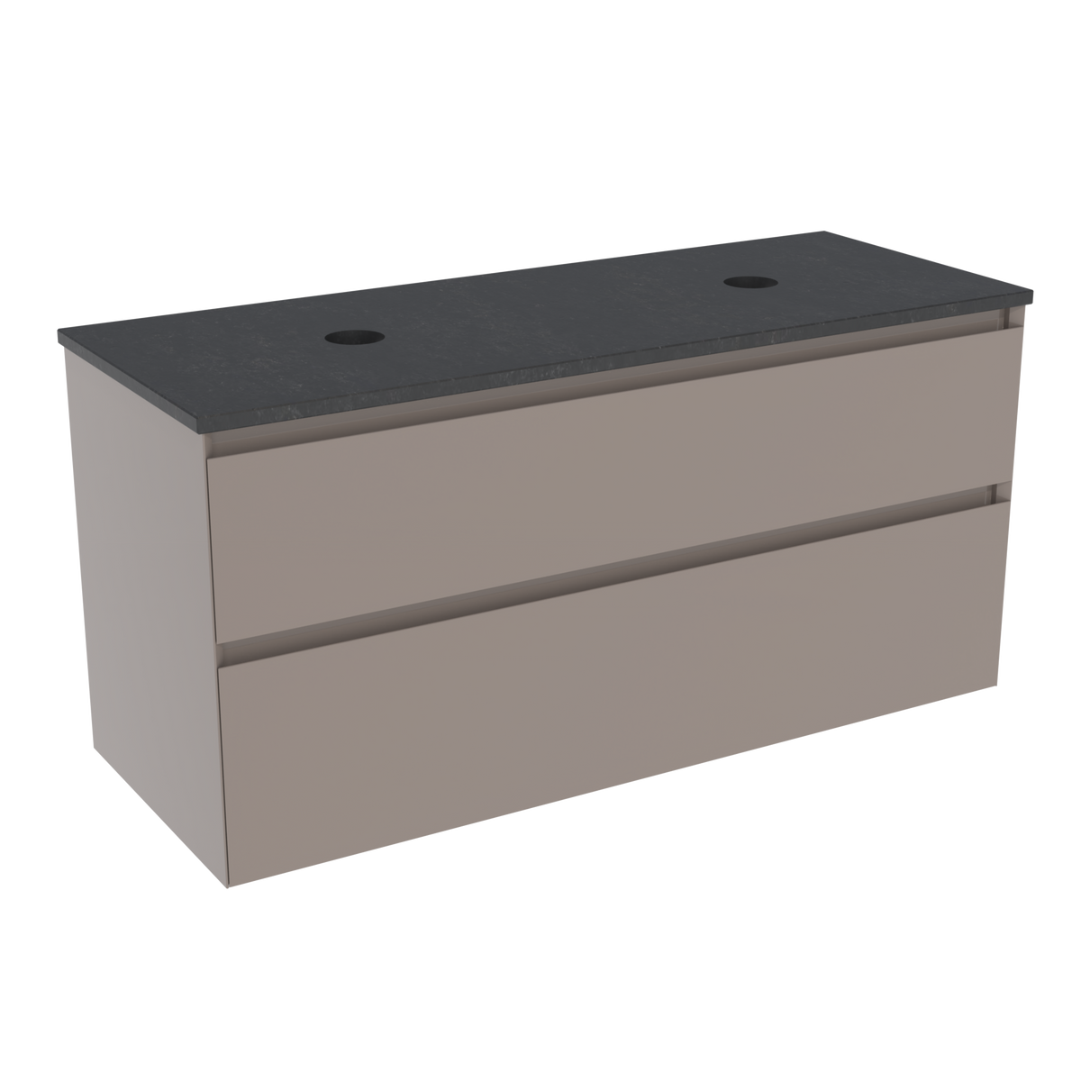 Coalbrook Decimal 1200mm Double Basin Vanity Unit DV9120 Brazed Brown, Midnight Mill quartz countertop