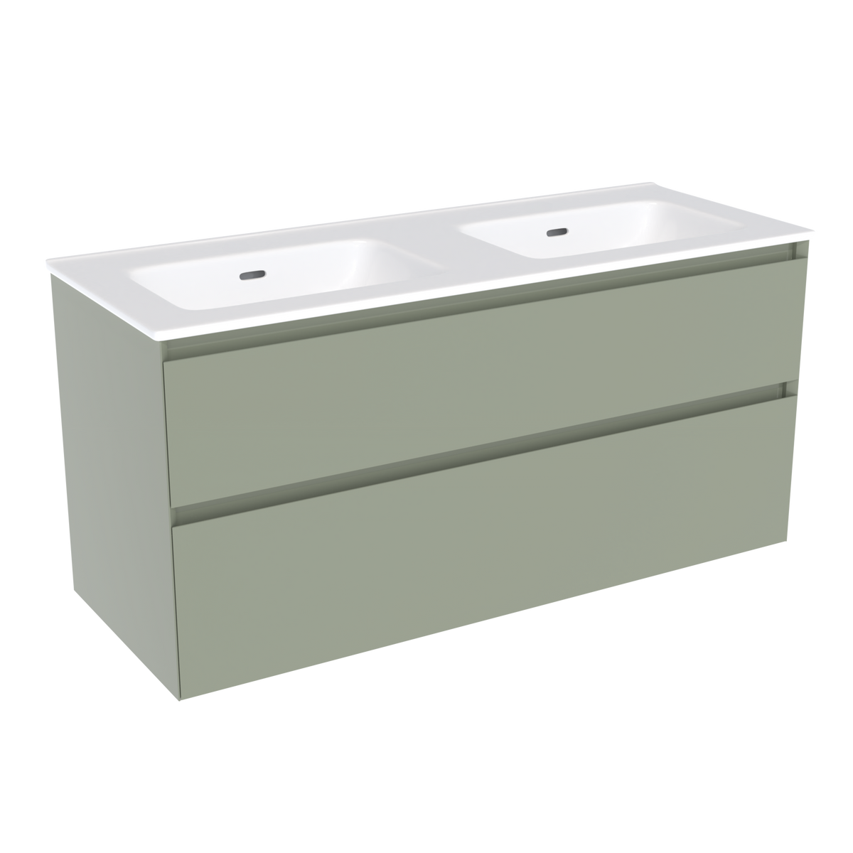 Coalbrook Decimal 1200mm Double Basin Vanity Unit DV9120 Gauge Green, Port ceramic basin