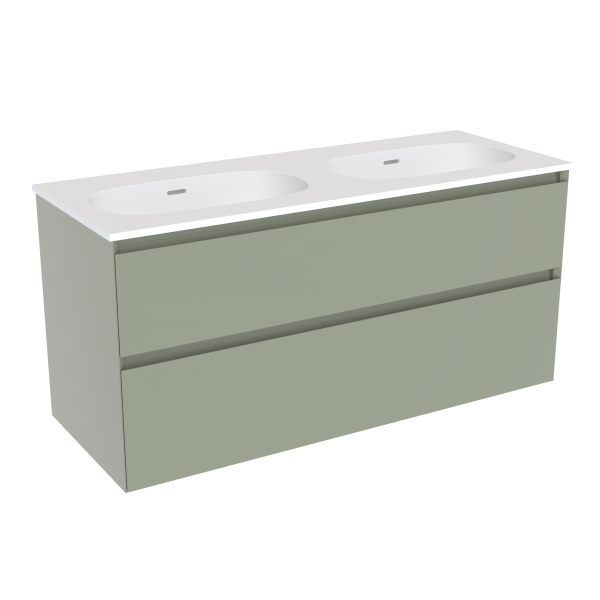 Coalbrook Decimal 1200mm Double Basin Vanity Unit DV9120 Gauge Green, Float mineral marble basin