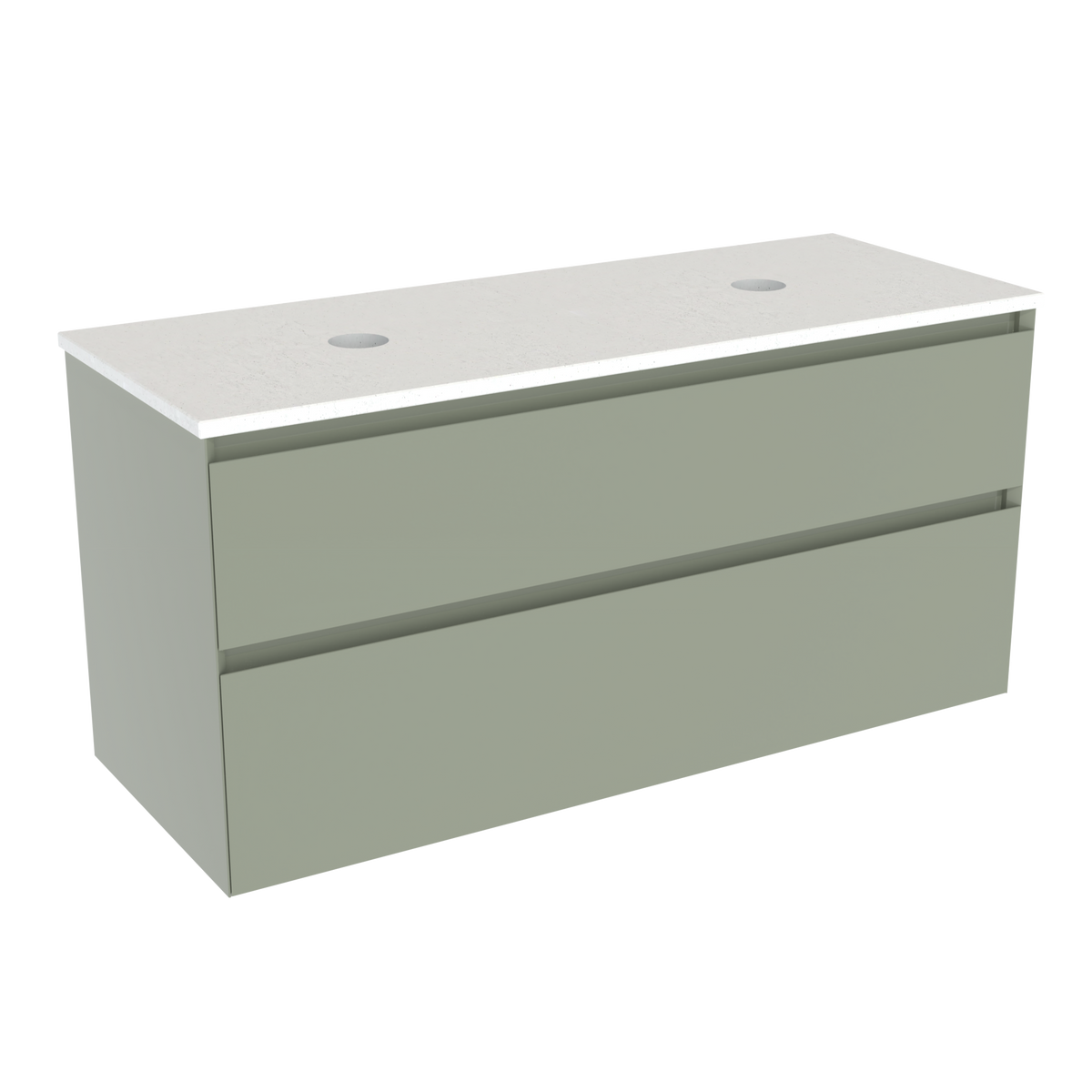 Coalbrook Decimal 1200mm Double Basin Vanity Unit DV9120 Gauge Green, Beach Blanket quartz countertop
