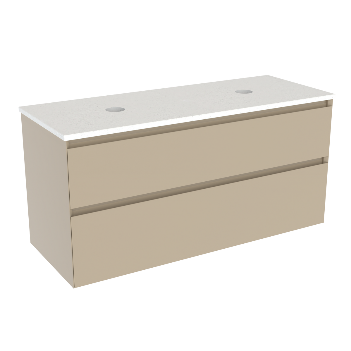 Coalbrook Decimal 1200mm Double Basin Vanity Unit DV9120 Linen Line, Beach Blanket quartz countertop