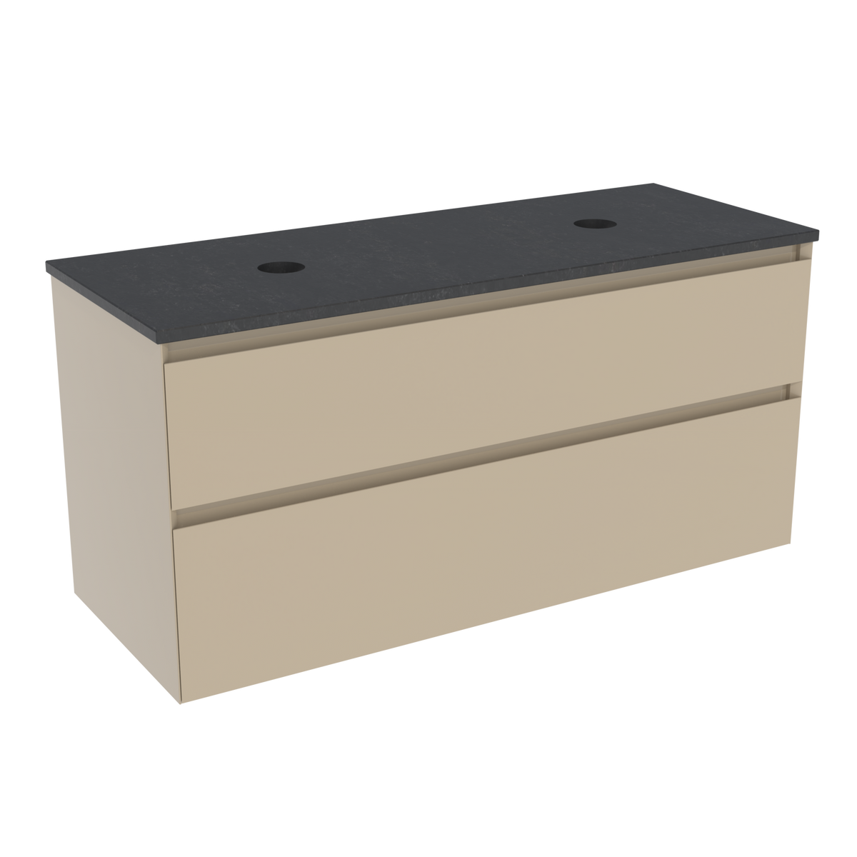 Coalbrook Decimal 1200mm Double Basin Vanity Unit DV9120 Linen Line, Midnight Mill quartz countertop