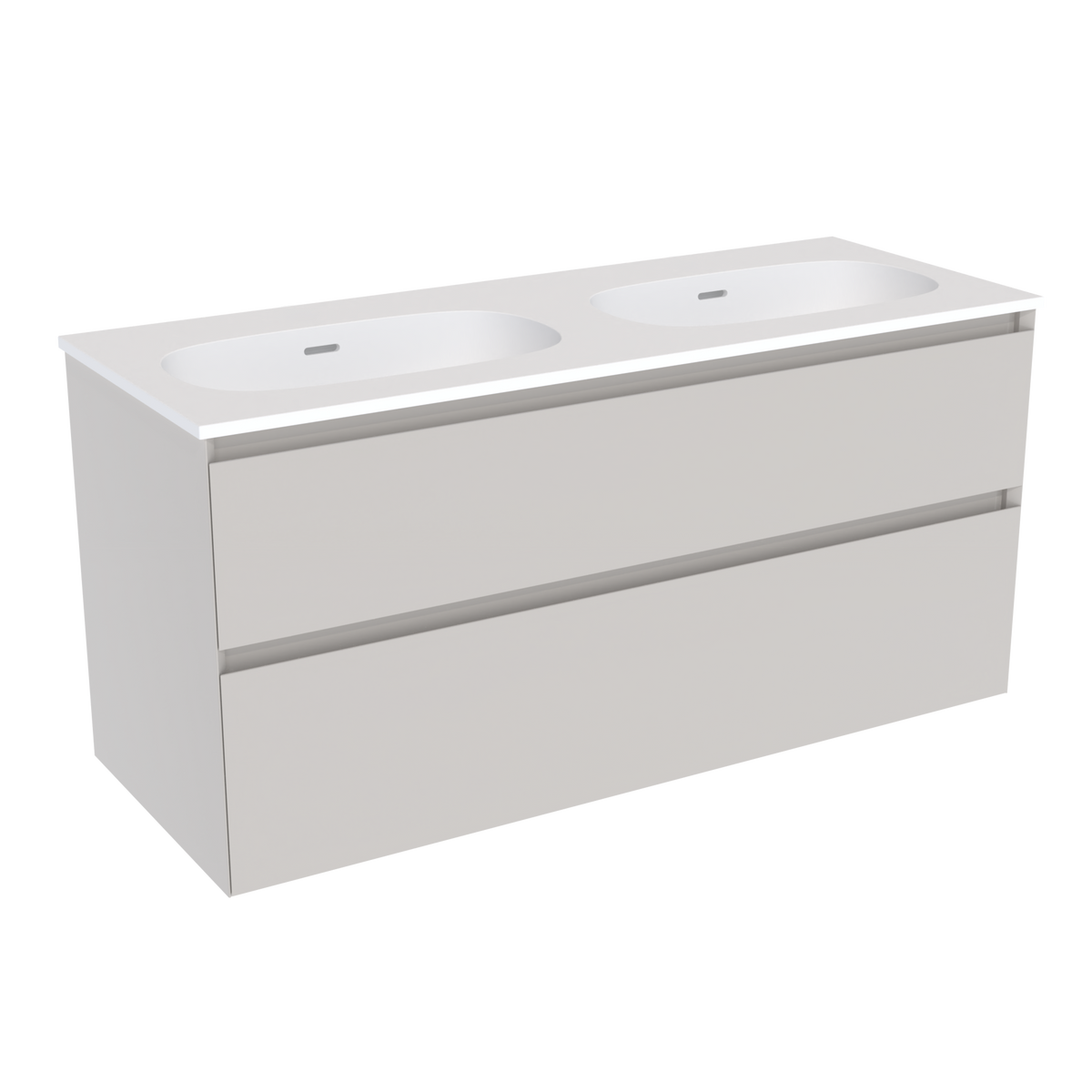 Coalbrook Decimal 1200mm Double Basin Vanity Unit DV9120 Subtle Silk, Float mineral marble basin