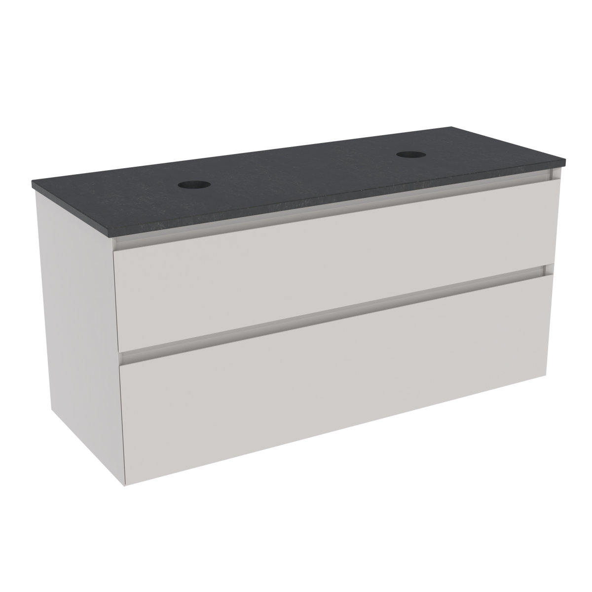 Coalbrook Decimal 1200mm Double Basin Vanity Unit DV9120 Subtle Silk, Midnight Mill quartz countertop