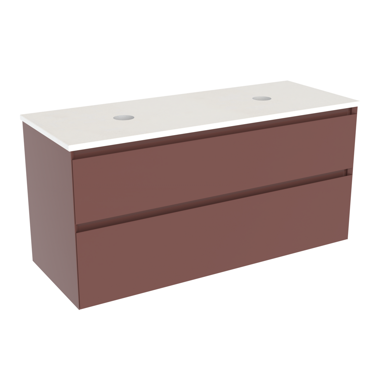 Coalbrook Decimal 1200mm Double Basin Vanity Unit DV9120 Tenth Tuscan, Whisper White quartz countertop