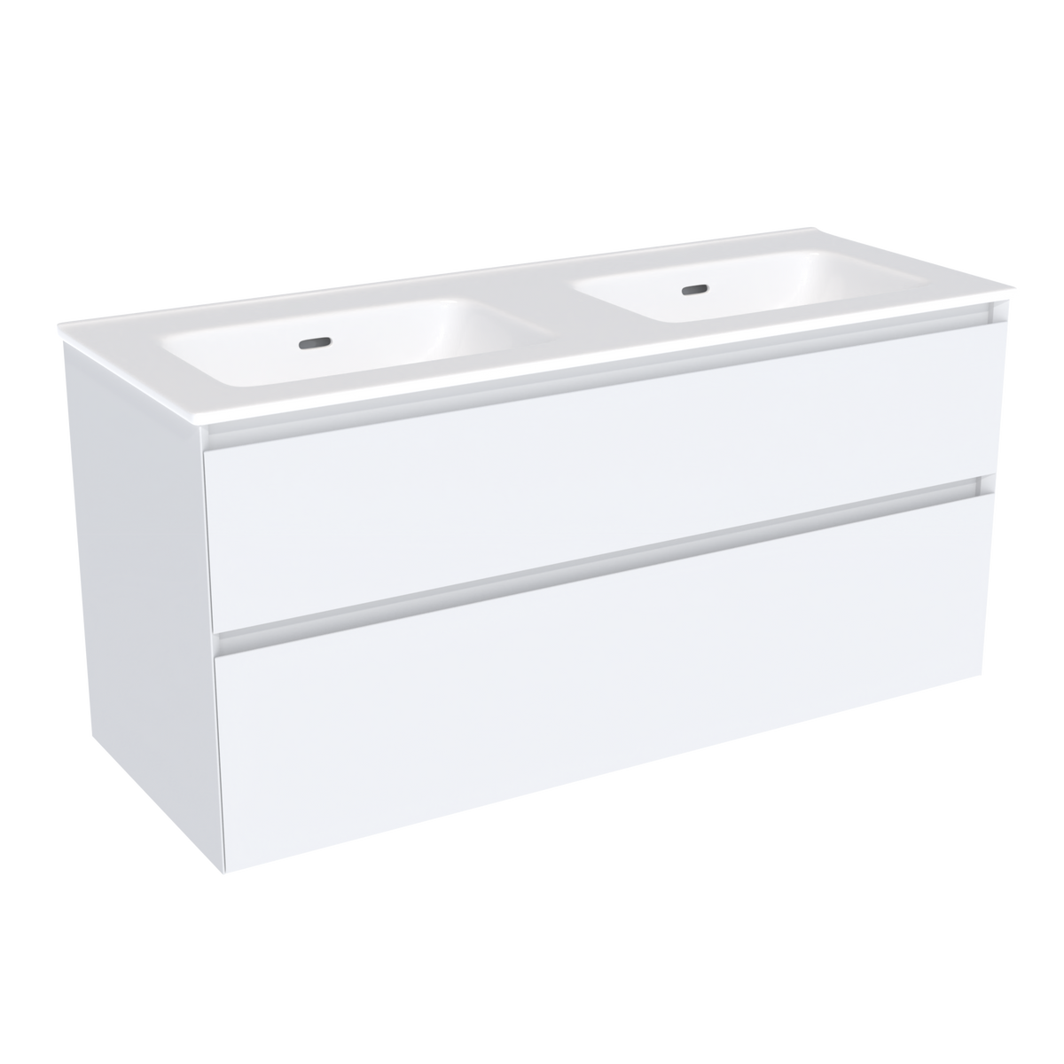 Coalbrook Decimal 1200mm Double Basin Vanity Unit DV9120 Whitworth White, Port ceramic basin