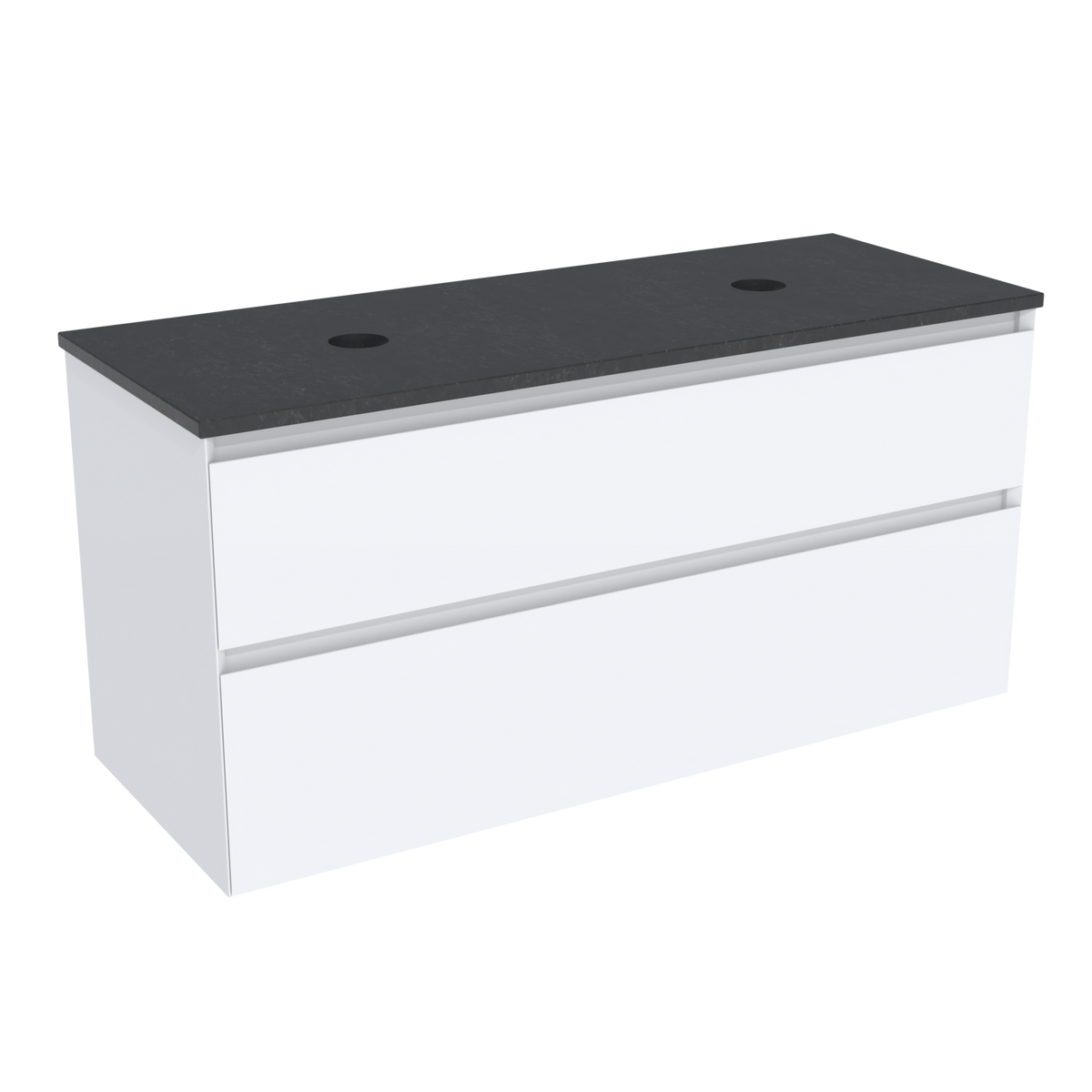 Coalbrook Decimal 1200mm Double Basin Vanity Unit DV9120 Whitworth White, Midnight Mill quartz countertop