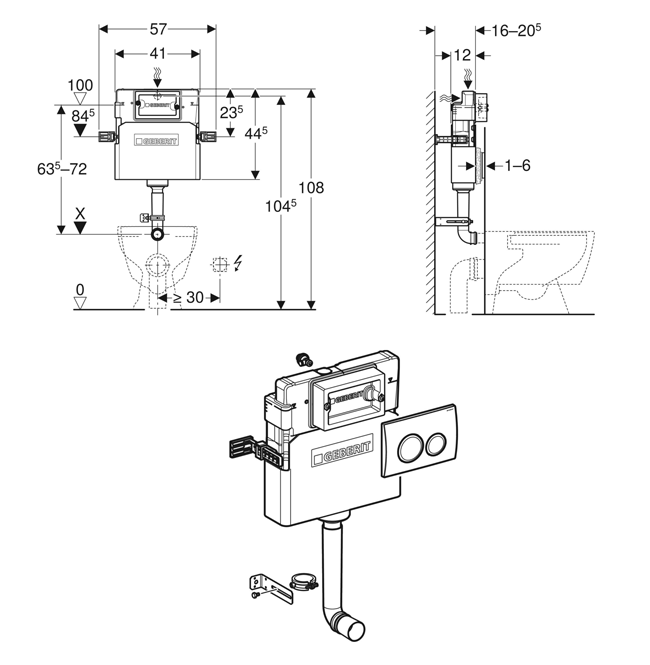 Geberit Delta 12cm Concealed Cistern with Delta20 Flush Plate