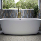 EmporioBagno Elle 170 Glossy White Surface Freestanding Stone Barh 1700 x 800mm including bath waste