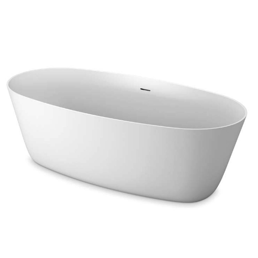 EmporioBagno Elle 170 Glossy White Surface Freestanding Stone Barh 1700 x 800mm including bath waste 2