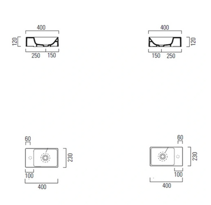 GSI Kube X 40 x 23 Wall Mounted Basin