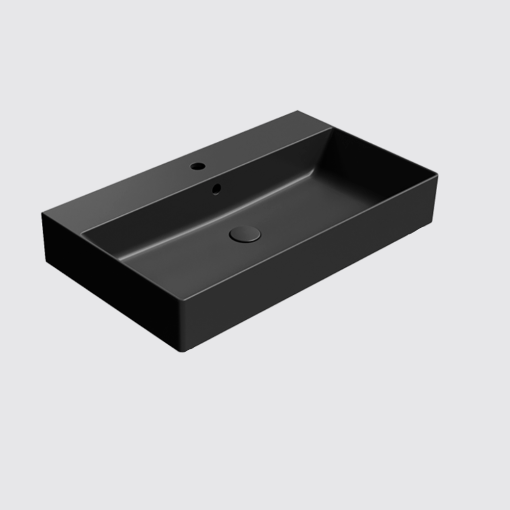 GSI Kube X 80 x 47 Wall Hung Offset Wash Basin  black