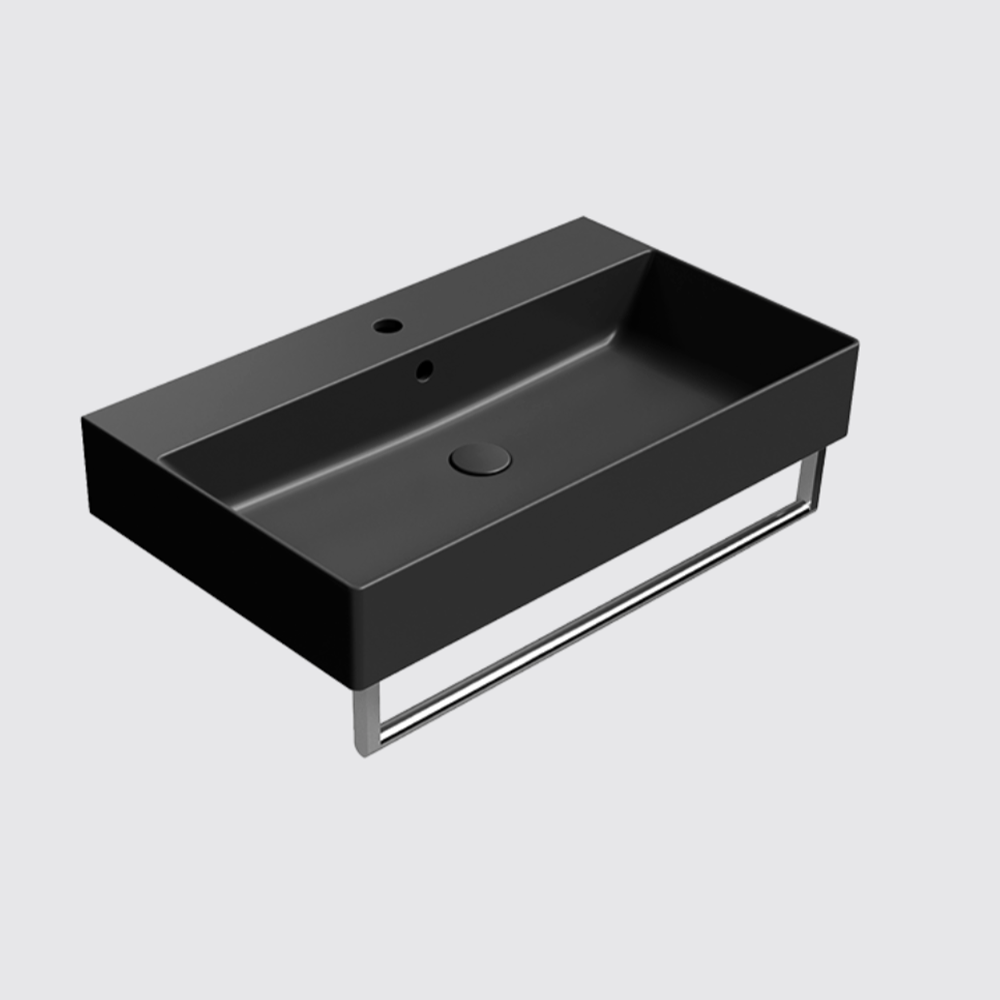 GSI Kube X 80 x 47 Wall Hung Offset Wash Basin  black 