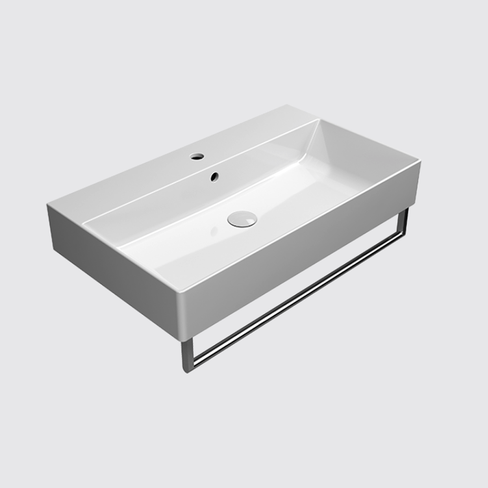 GSI Kube X 80 x 47 Wall Hung Offset Wash Basin  white chrome