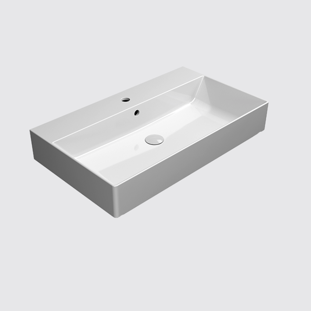 GSI Kube X 80 x 47 Wall Hung Offset Wash Basin  white