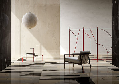 Fioranese Sound of Marbles Nero Fondo with Rosa Cipria and FIOmood Nero polished lifestyle