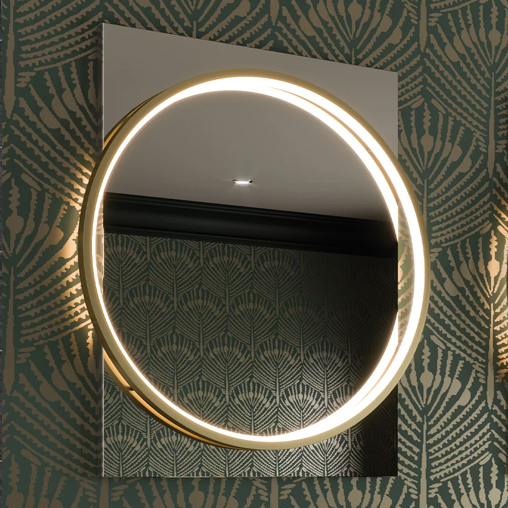 HIB Solas Round Illuminated Bathroom Mirror ( Various Sizes and Colourways ) brass