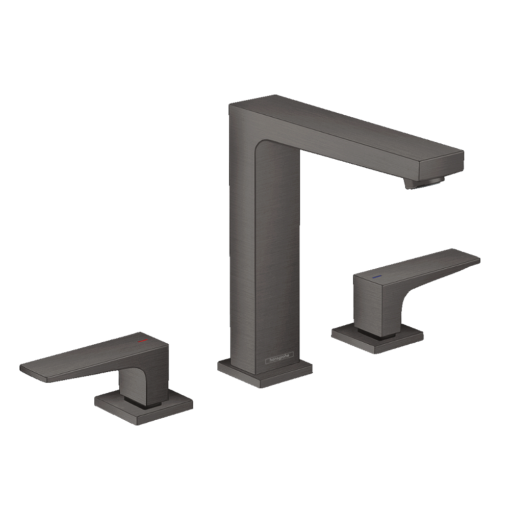 Hansgrohe Metropol 3-hole basin mixer 160 with lever handles and push-open waste black chrome