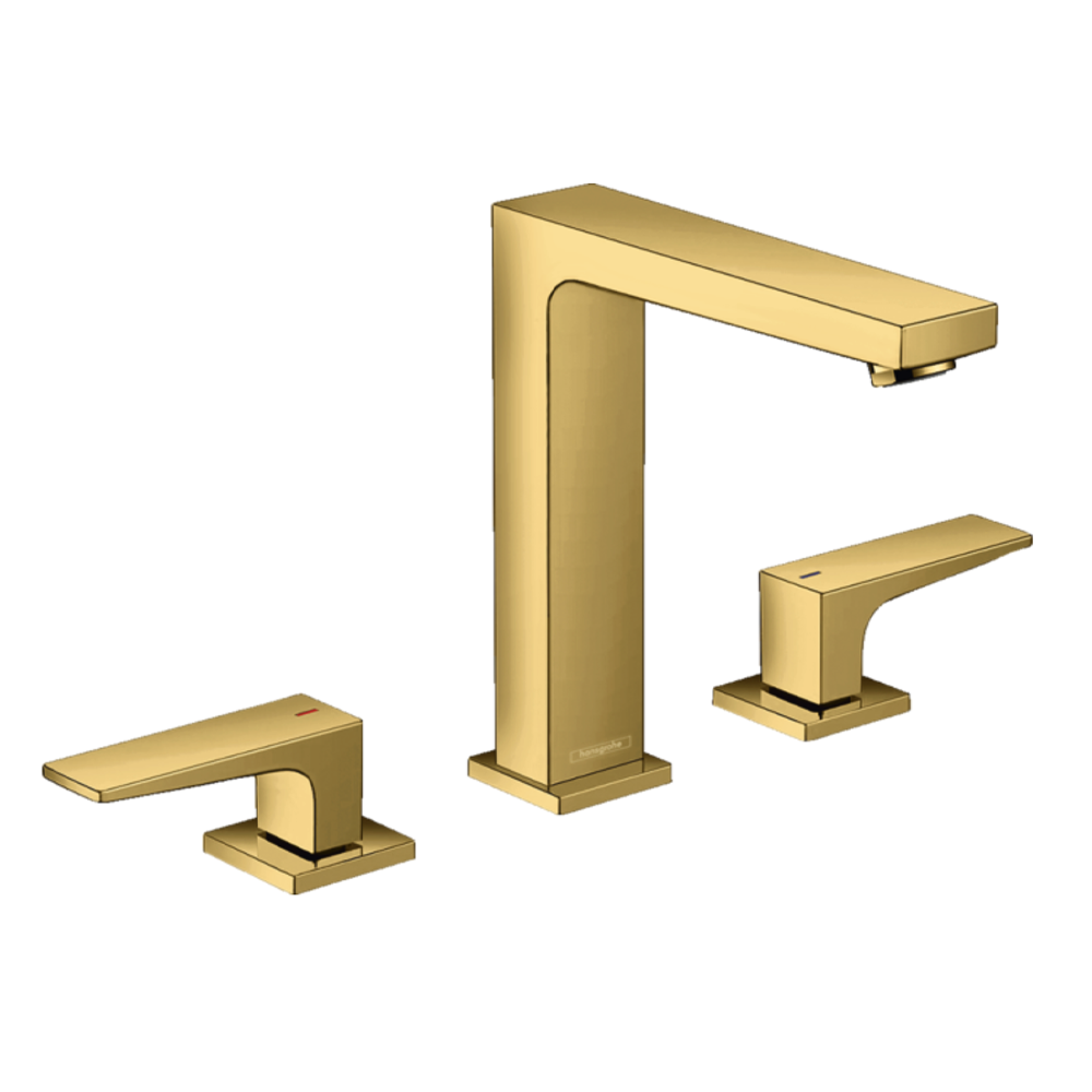 Hansgrohe Metropol 3-hole basin mixer 160 with lever handles and push-open waste gold