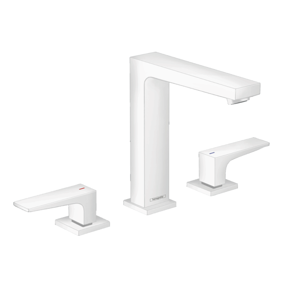 Hansgrohe Metropol 3-hole basin mixer 160 with lever handles and push-open waste white