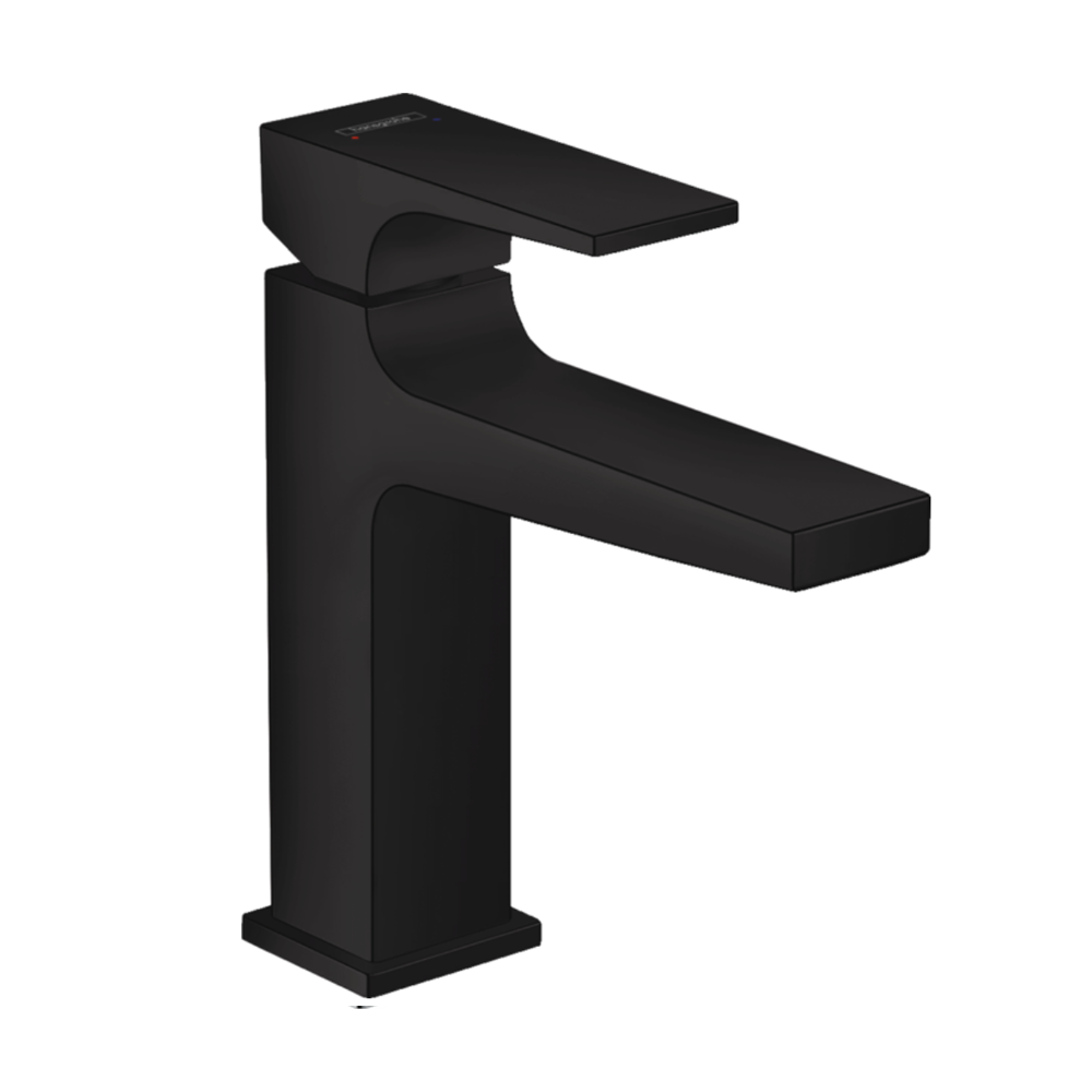 Hansgrohe Metropol Single lever basin mixer 110 with lever handle and push-open waste black