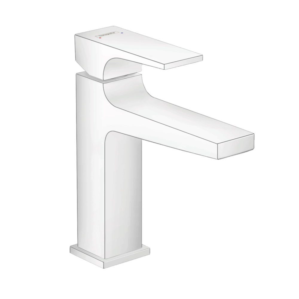 Hansgrohe Metropol Single lever basin mixer 110 with lever handle and push-open waste white