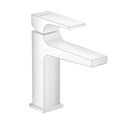 Hansgrohe Metropol Single lever basin mixer 110 with lever handle and push-open waste white