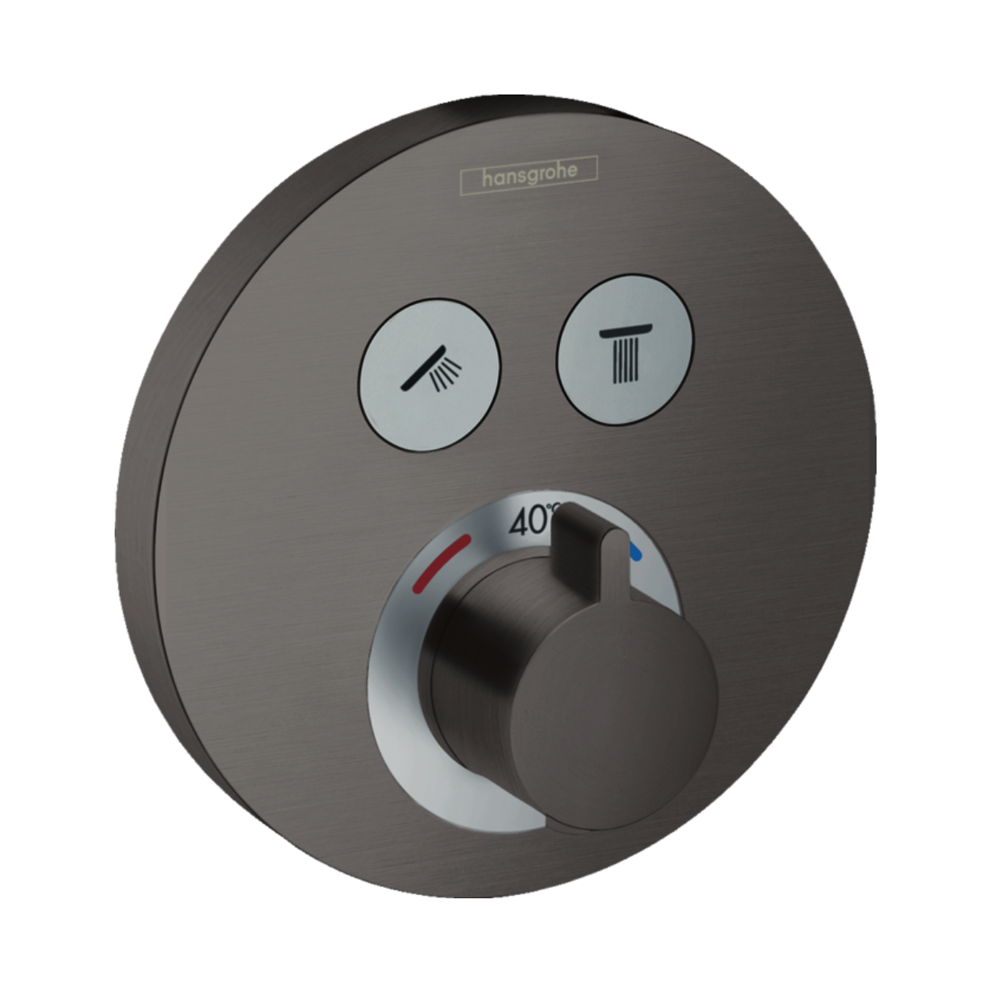 Hansgrohe ShowerSelect S Thermostatic mixer for concealed installation for 2 outlets chrome black