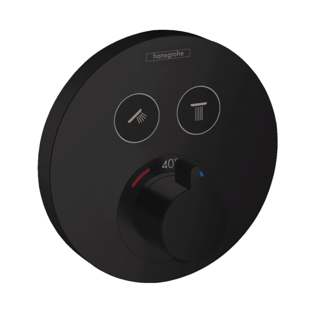 Hansgrohe ShowerSelect S Thermostatic mixer for concealed installation for 2 outlets matt black
