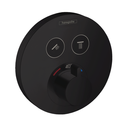 Hansgrohe ShowerSelect S Thermostatic mixer for concealed installation for 2 outlets matt black