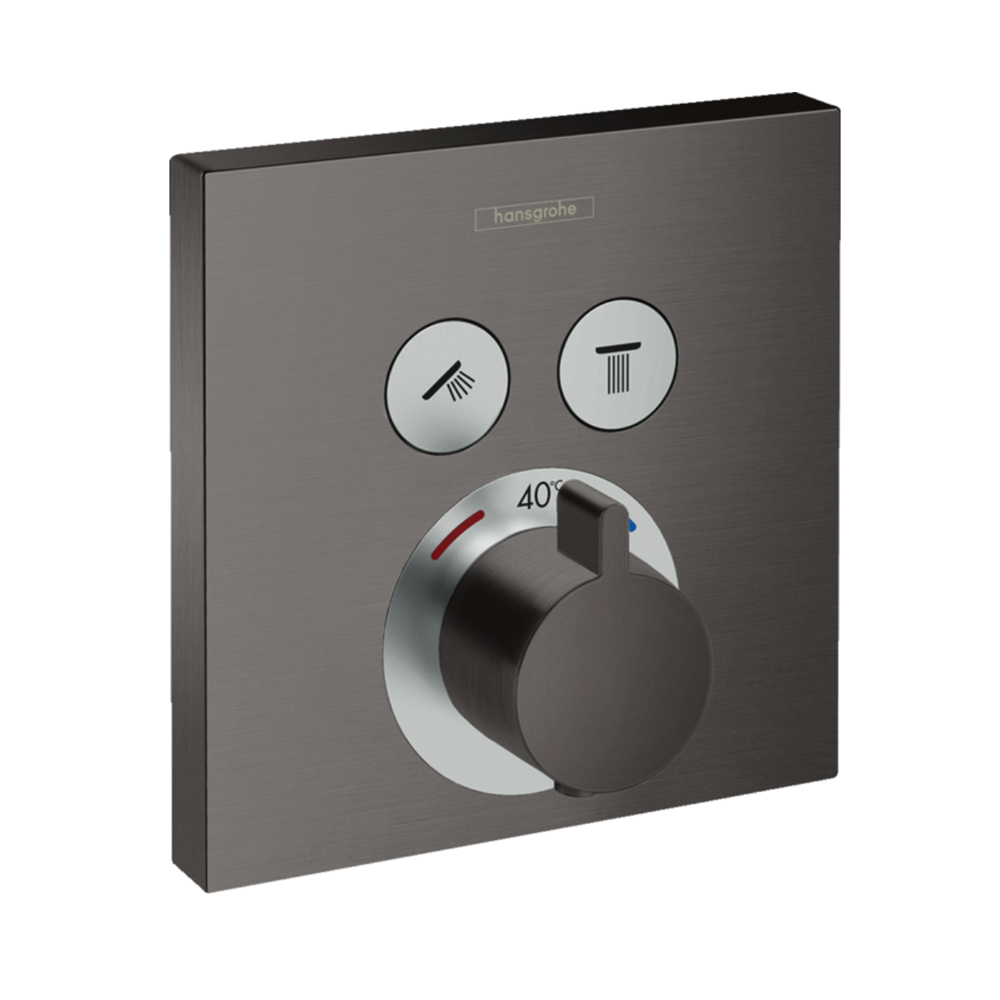 Hansgrohe ShowerSelect Thermostatic mixer for concealed installation for 2 outlets chrome black