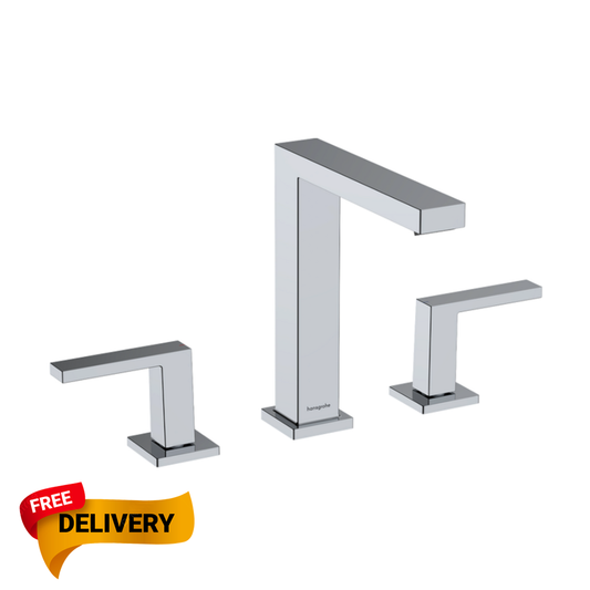 Hansgrohe Tecturis E 3-hole basin mixer 150 EcoSmart+ with push-open waste set