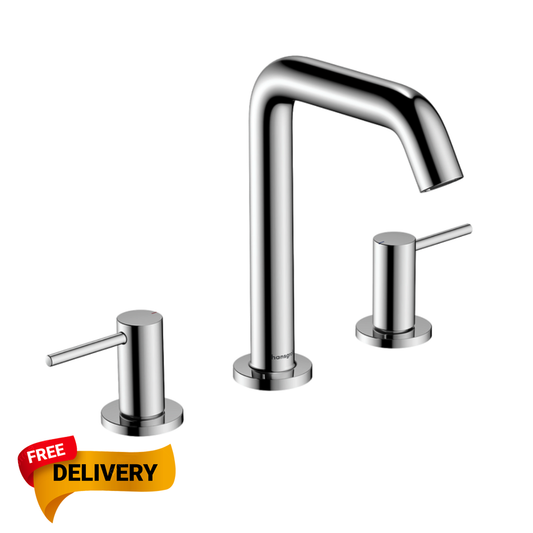 Hansgrohe Tecturis S 3-hole basin mixer 150 EcoSmart+ with push-open waste set