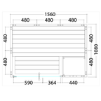 Technical drawing of a rectangular panel with dimensions
